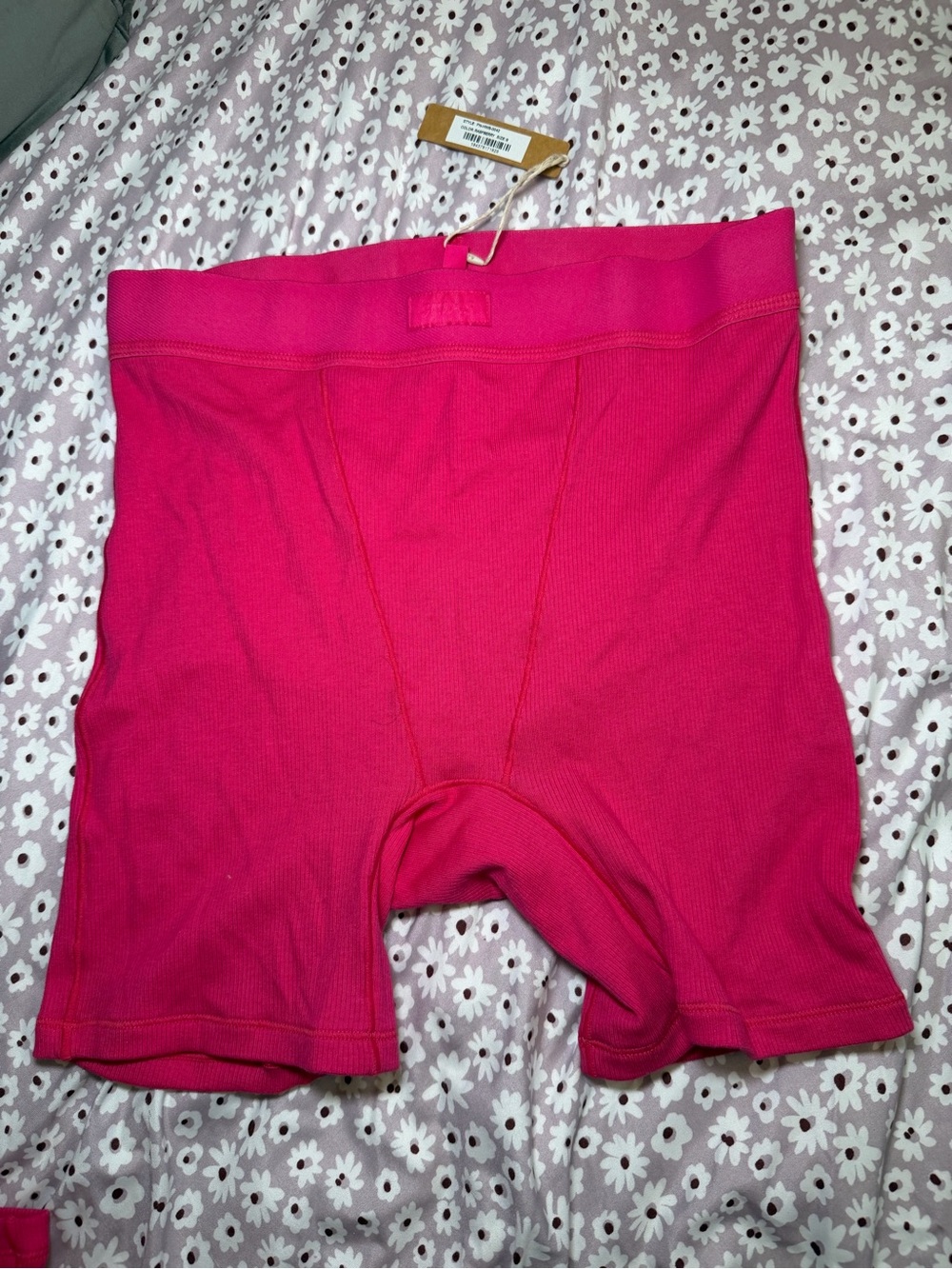 SKIMS Size XS or Small Cotton Rib Boxer Raspberry Pink Lounge Shorts NWT